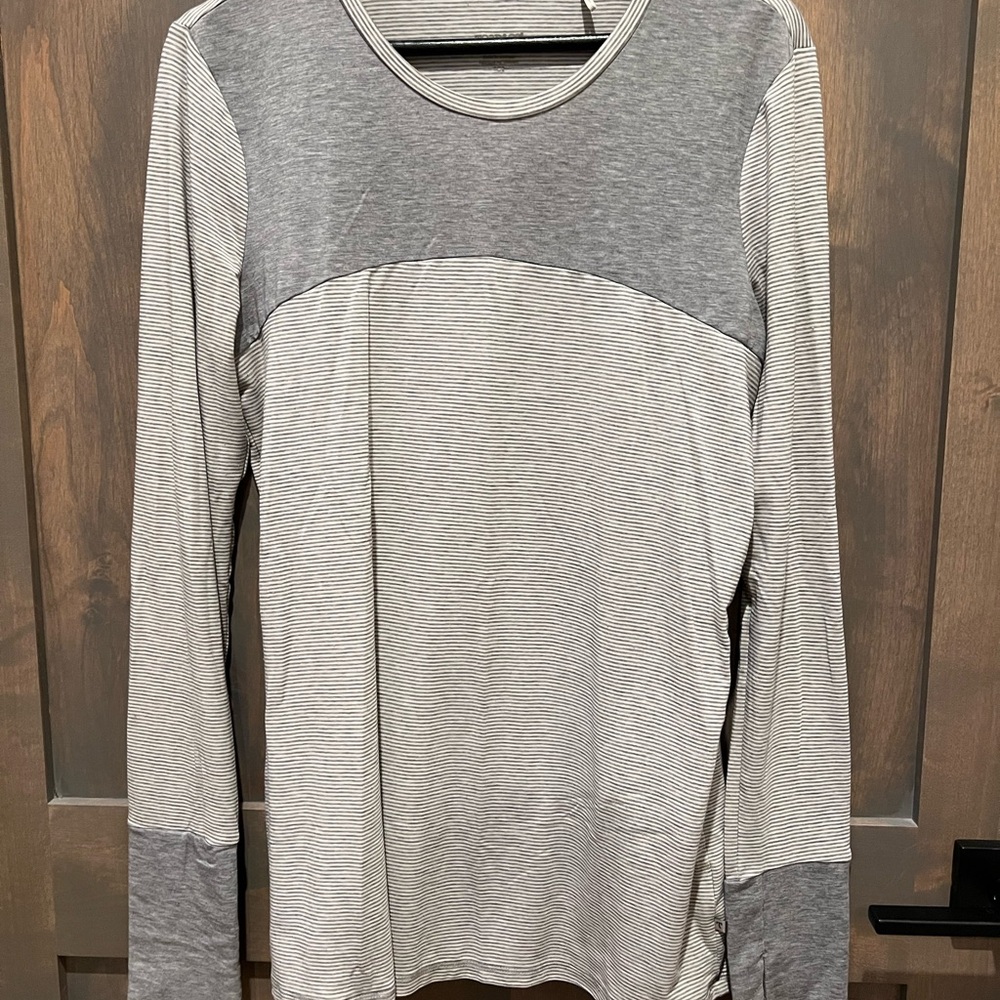 Toad&Co Gray Striped Long Sleeve Top